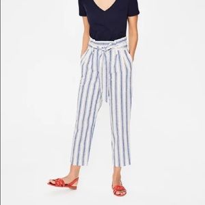 NWT Boden Paperbag Pants Cobalt Stripe sz. 8
